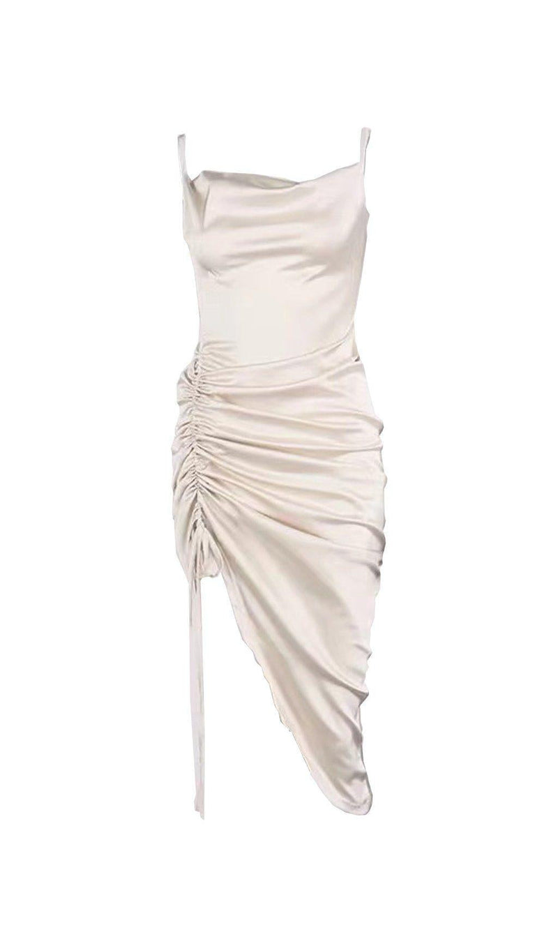 IVORY SLIT PLEATED SLING DRESS