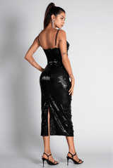 Ifigeneia Pearl Sequin Cut Out Midi Dress