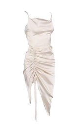 IVORY SLIT PLEATED SLING DRESS