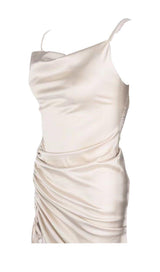 IVORY SLIT PLEATED SLING DRESS