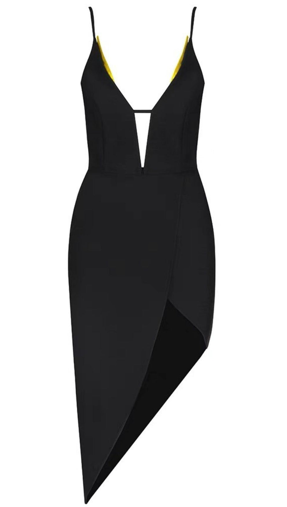 SLING LOW NECKLINE HOLLOWED OUT IRREGULAR STITCHING DRESS