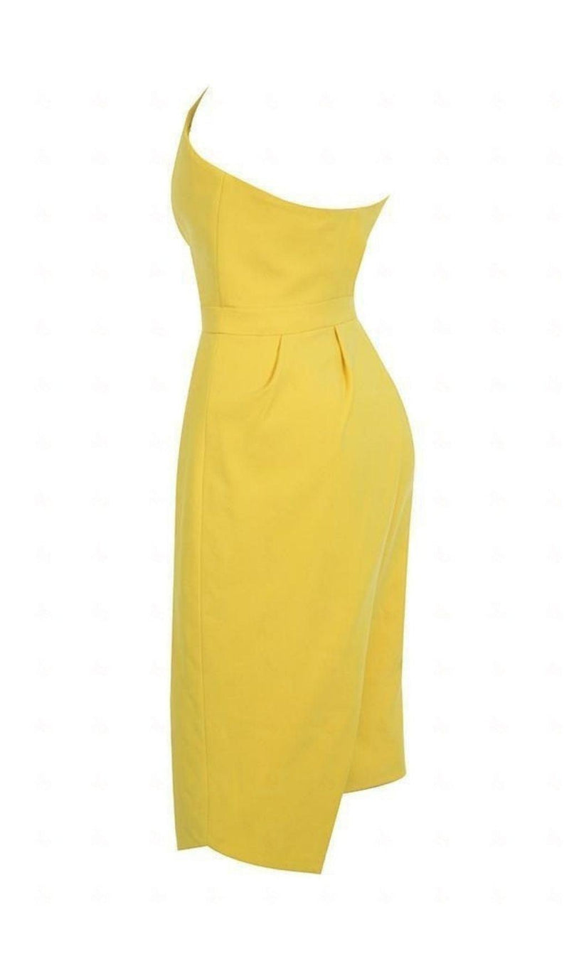 FOLD FRONT MINI DRESS IN YELLOW