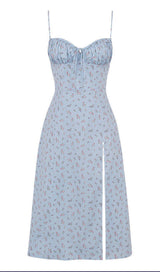 SKY BLUE SUSPENDER PRINT DRESS