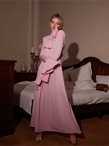 Benton Long Sleeve Flower Embellished Maxi Dress In Pink