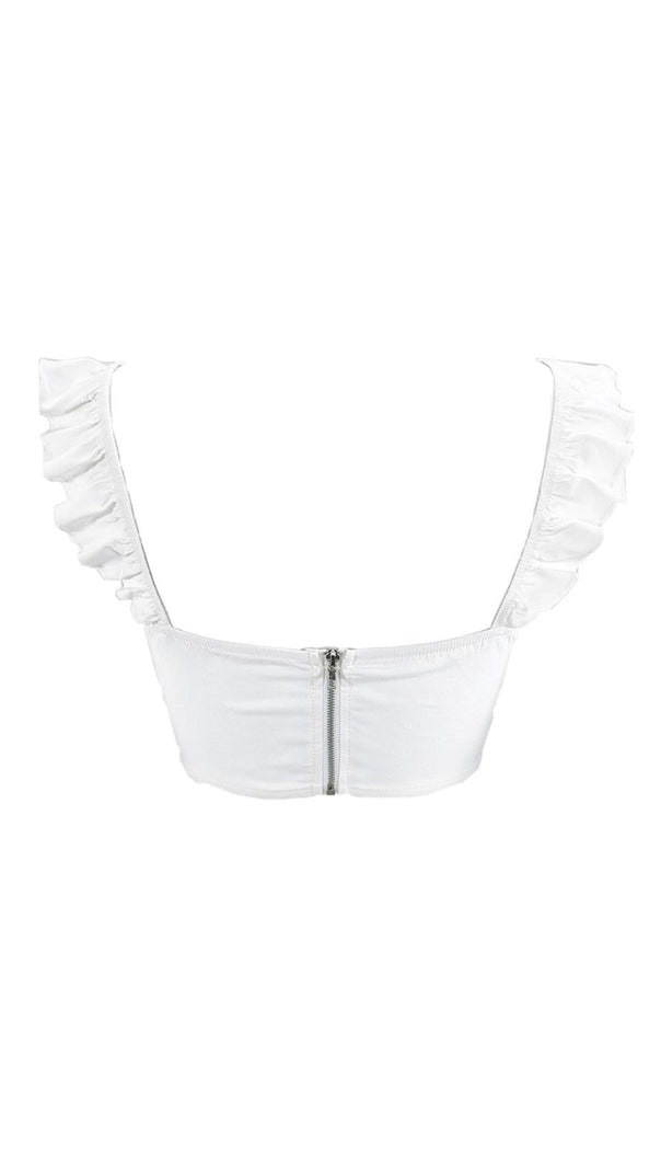 AIIZIE SHORT LACE-UP TOP WITH WOOD EARS - product image