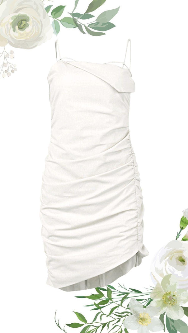 AIIZIE IVORY STRAPPY LAPELS MINI DRESS - product image