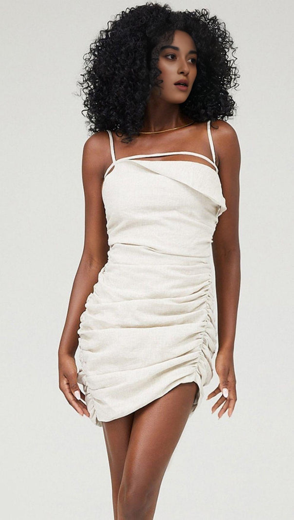AIIZIE IVORY STRAPPY LAPELS MINI DRESS - product image