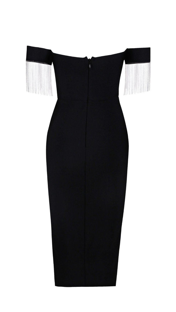 AIIZIE STRAPLESS SLIT BANDAGE DRESS IN BLACK - product image