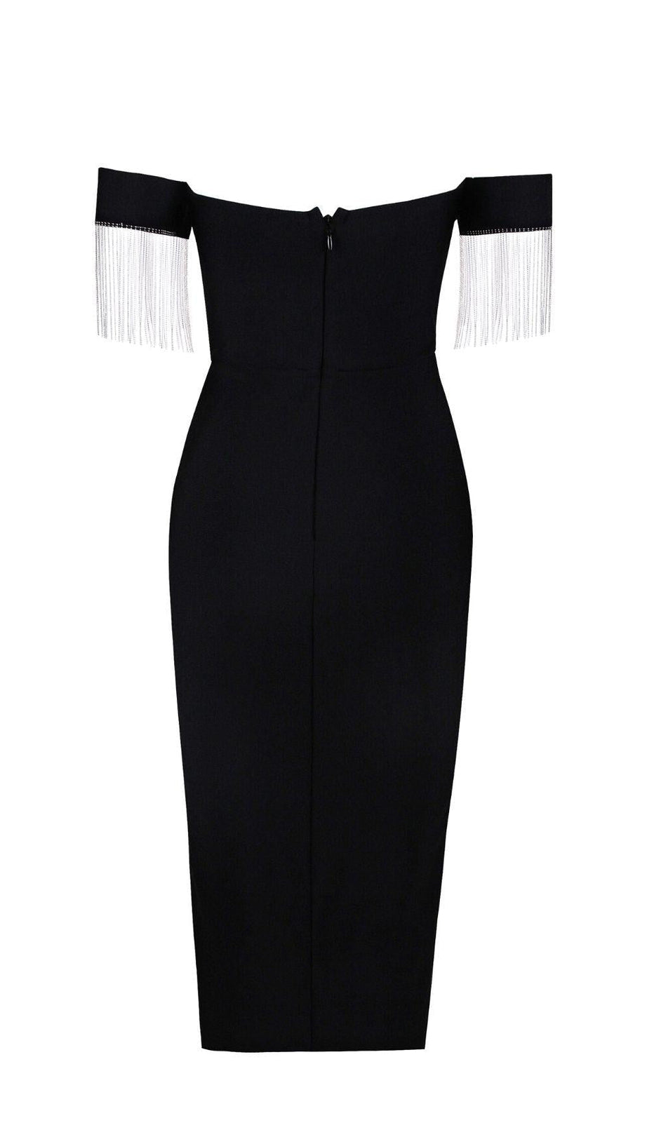 ABITO BENDAGGIO CON SPACCHI SENZA SPALLINE IN NERO