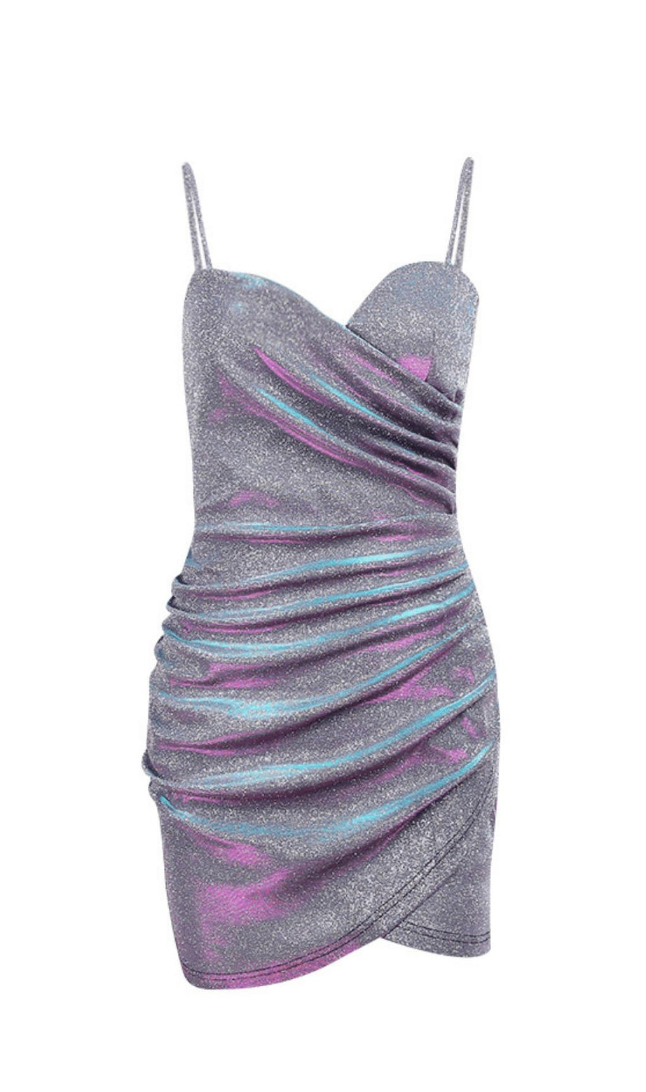 Shiny cross strap dress.