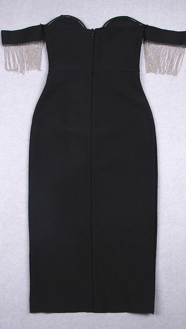 AIIZIE STRAPLESS SLIT BANDAGE DRESS IN BLACK - product image