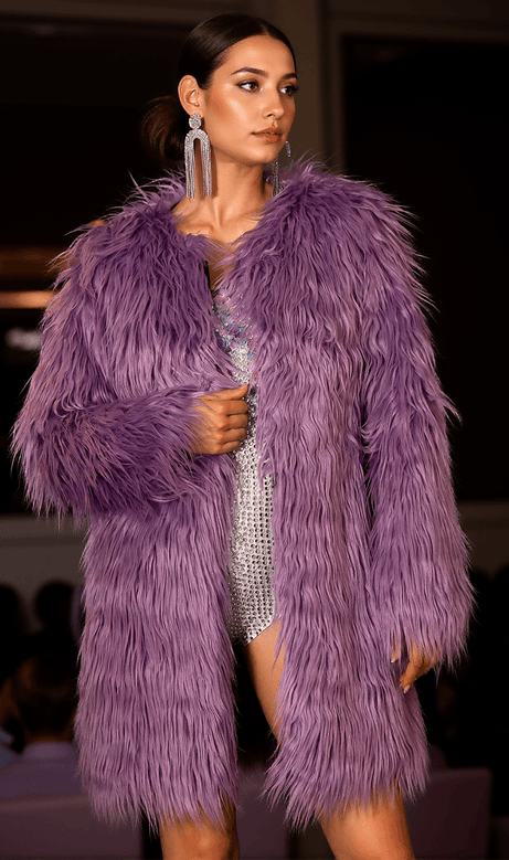 Totidi Purple Concert Eco-Fur Jacket