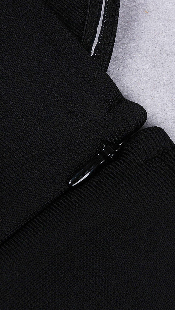 ABITO BENDAGGIO CON SPACCHI SENZA SPALLINE IN NERO