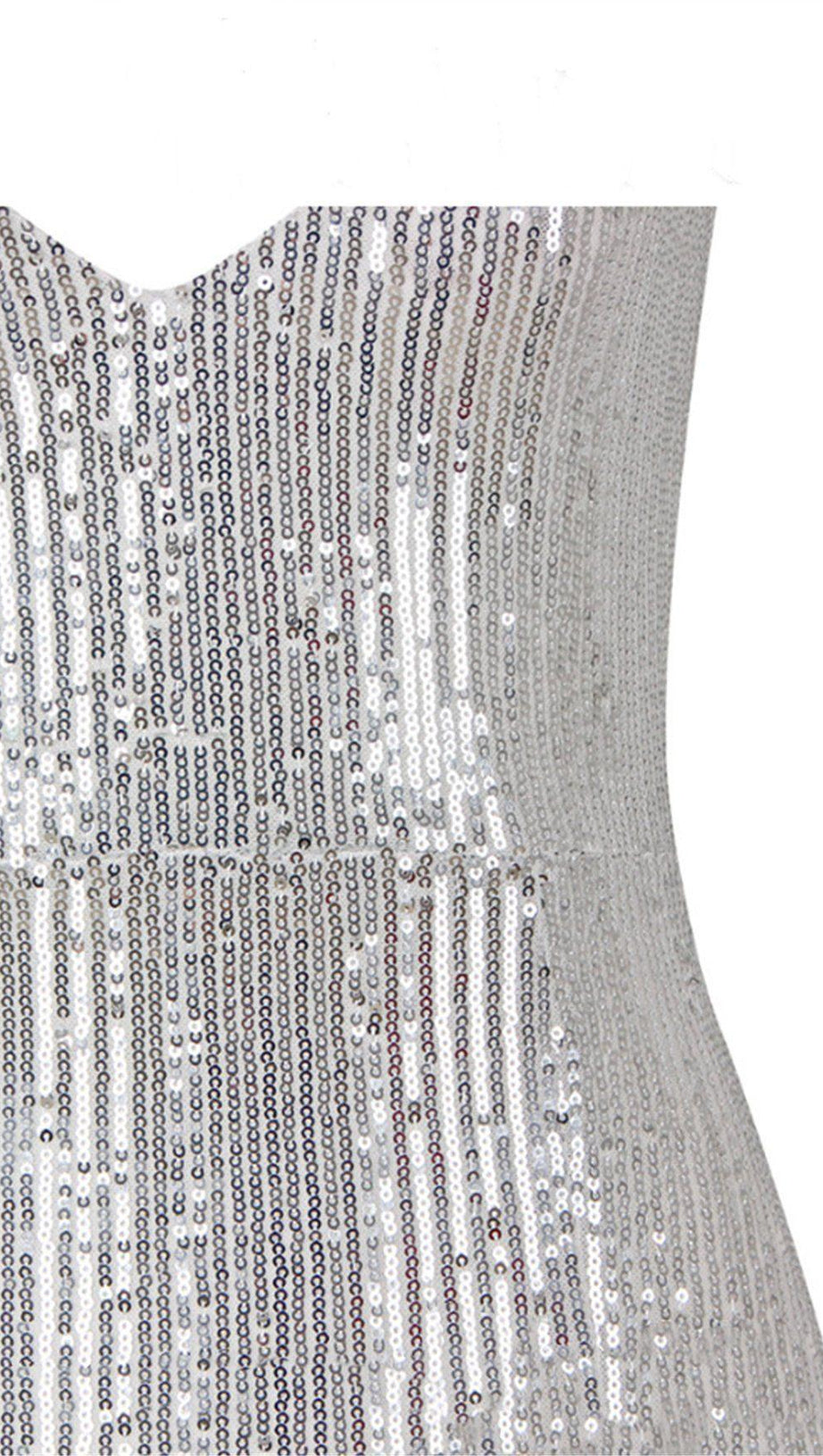 SEXY SILVER SLIT COCKTAIL DRESS