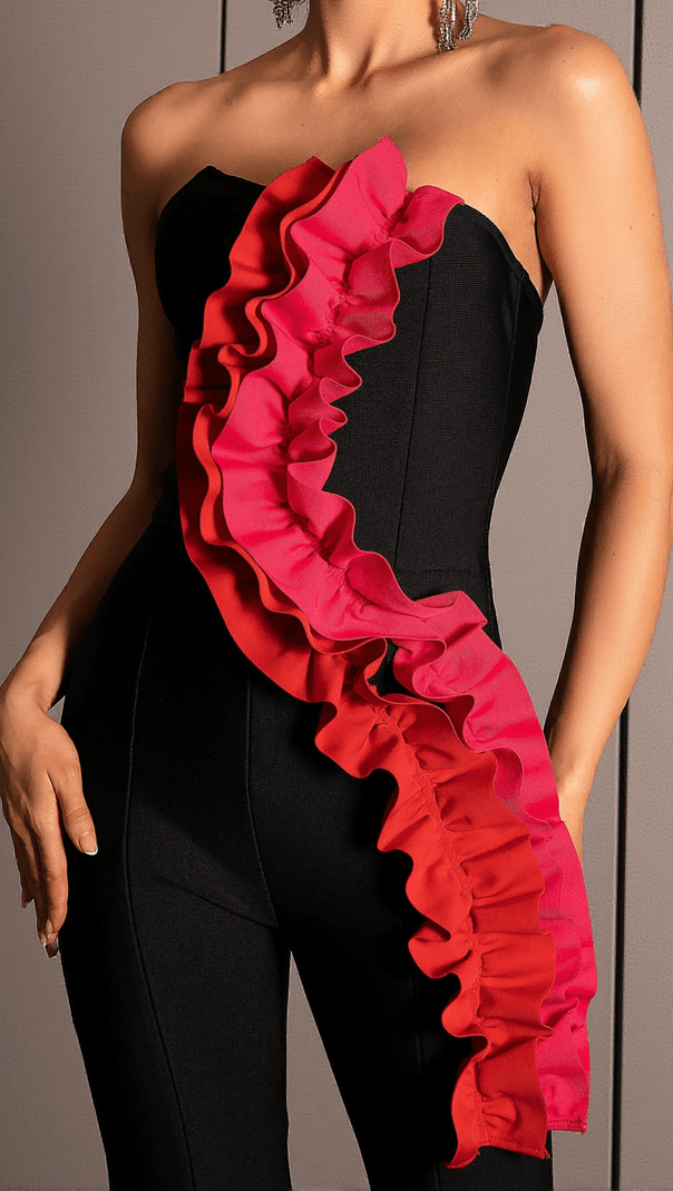 AIIZIE REMALLI EVENING COLORBLOCK PLEATED JUMPSUIT - product image