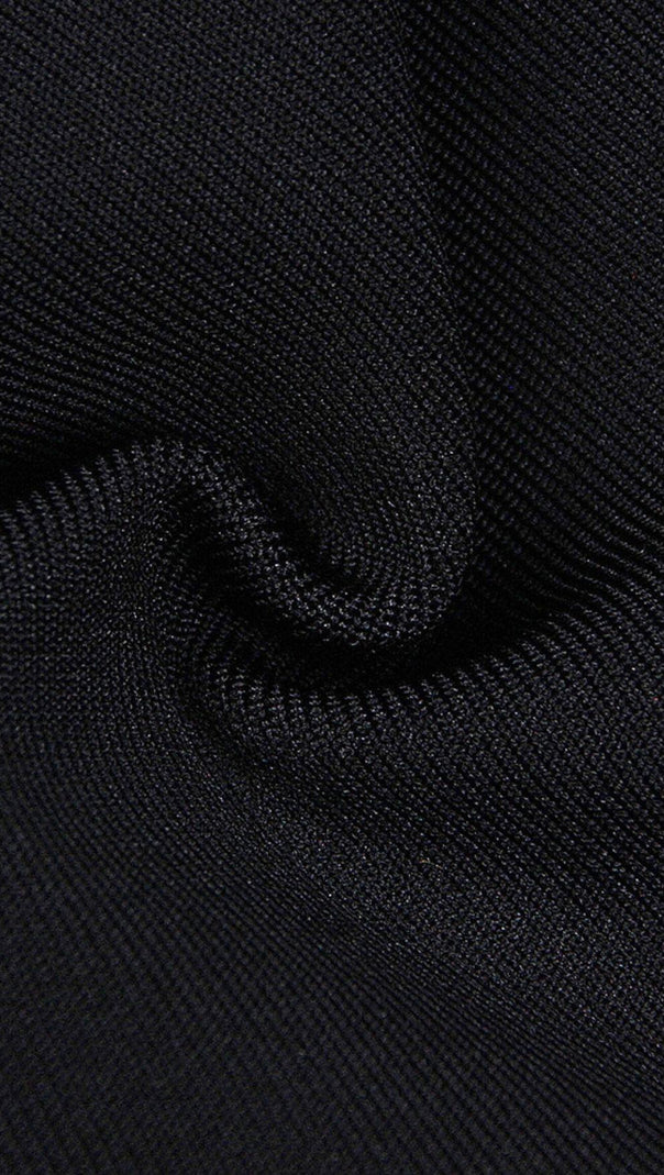 ABITO BENDAGGIO CON SPACCHI SENZA SPALLINE IN NERO