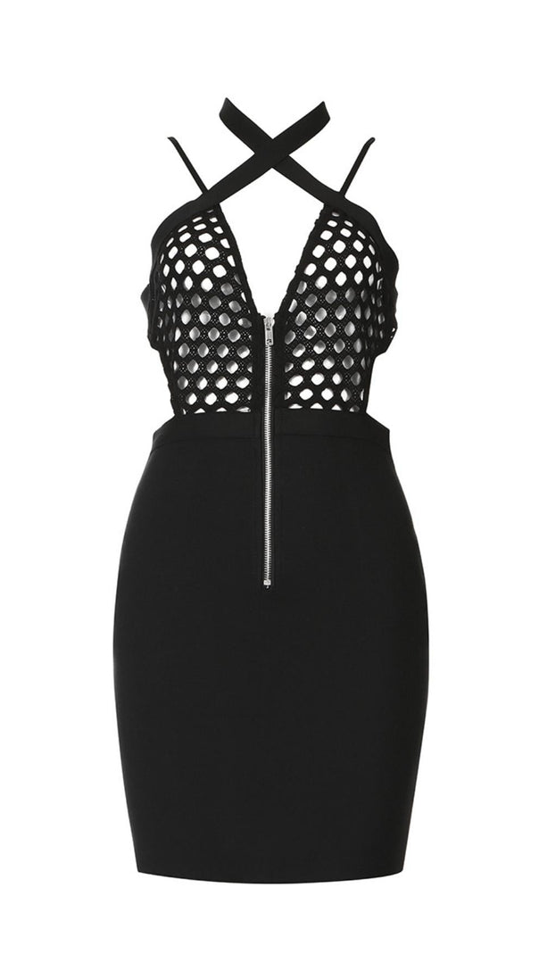 AIIZIE SEE-THROUGH DRESS WITH FISHNET. - product image