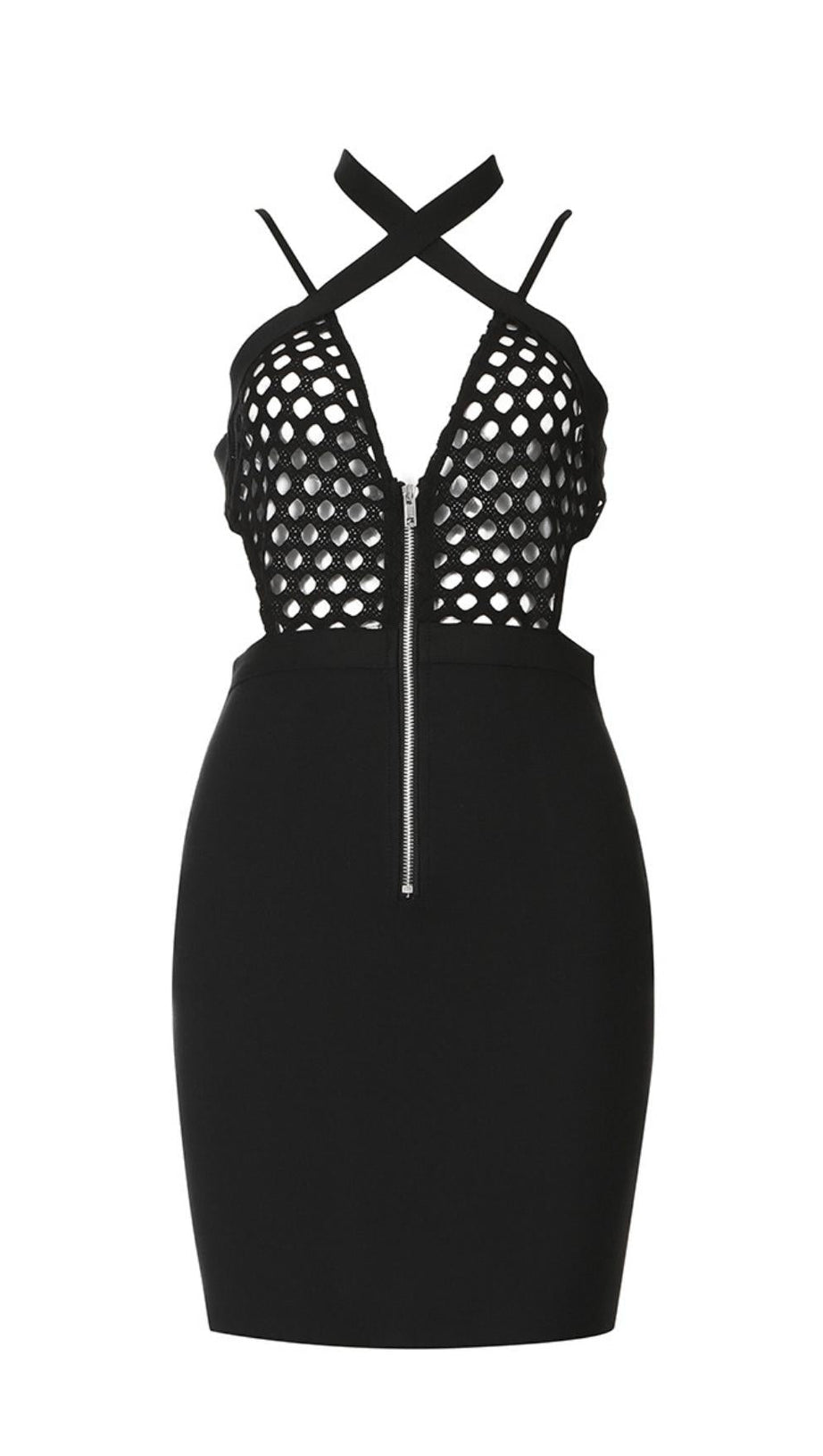 SEE-THROUGH DRESS WITH FISHNET.