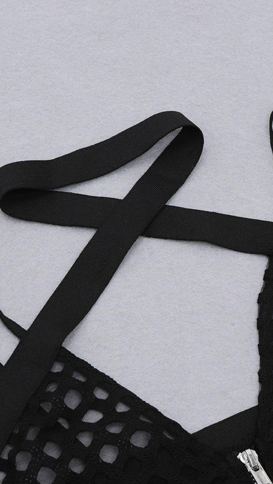 SEE-THROUGH DRESS WITH FISHNET.