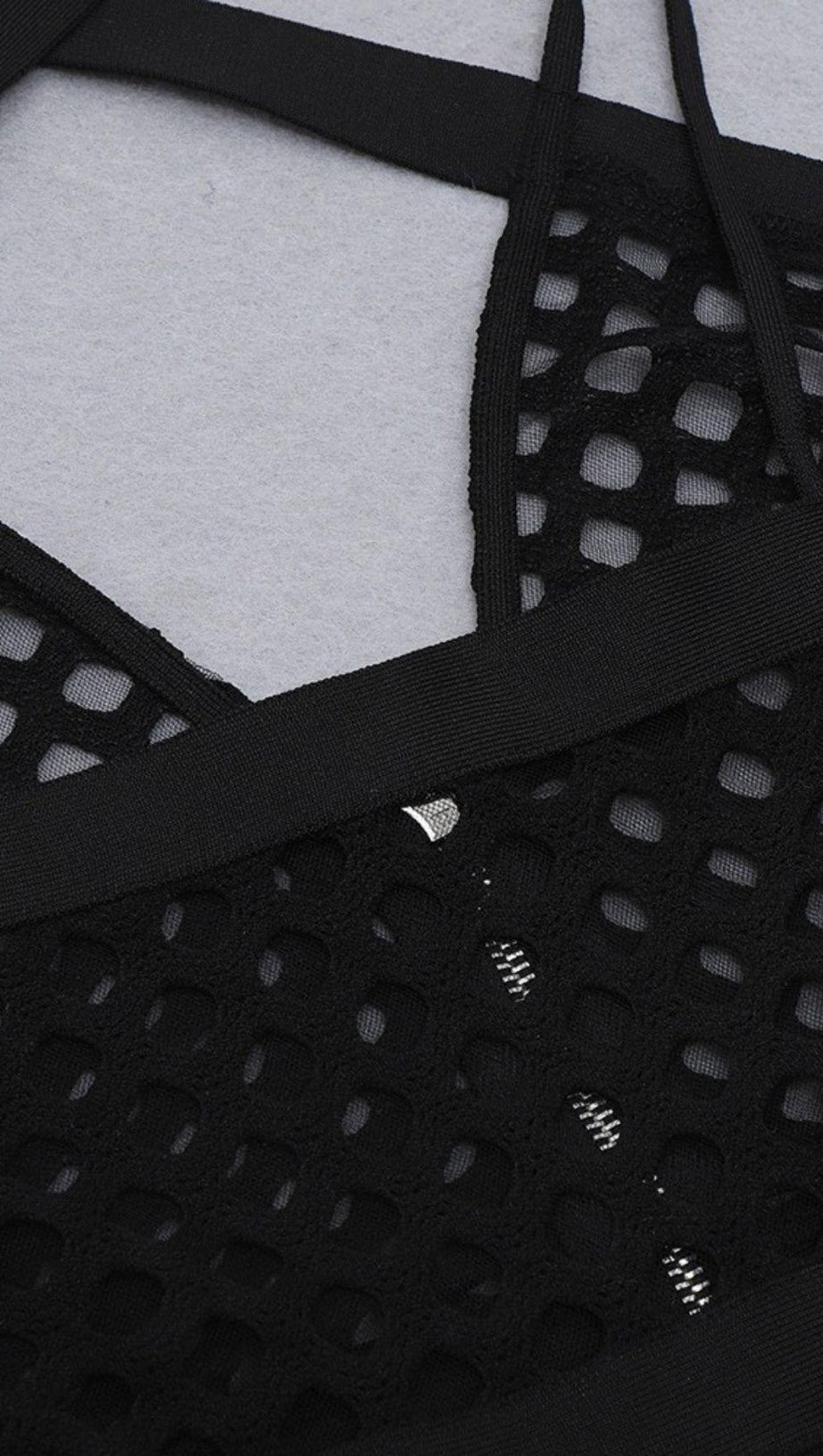 SEE-THROUGH DRESS WITH FISHNET.