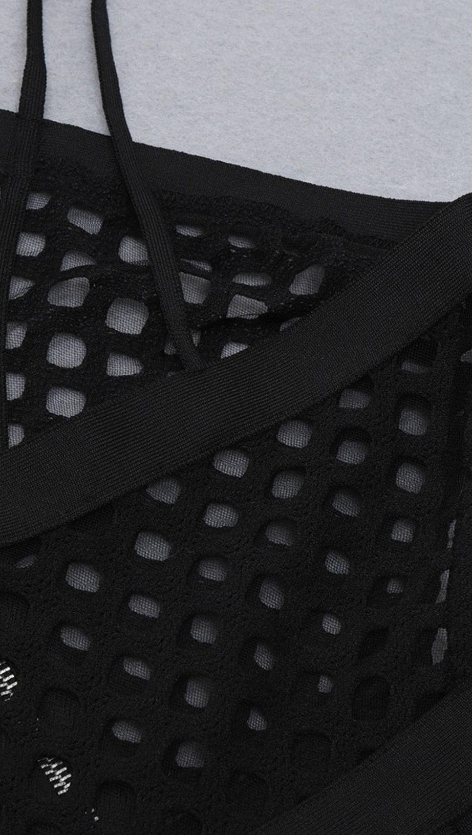 SEE-THROUGH DRESS WITH FISHNET.