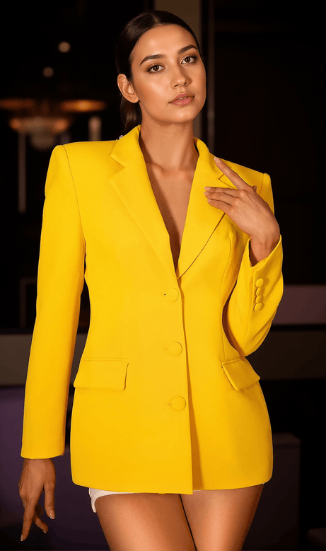 Fotoula Backless Rhinestone Cut out Blazer