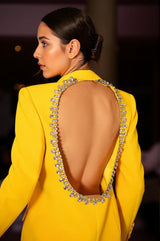 Fotoula Backless Rhinestone Cut out Blazer