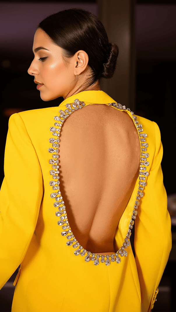 AIIZIE FOTOULA BACKLESS RHINESTONE CUT OUT BLAZER - product image