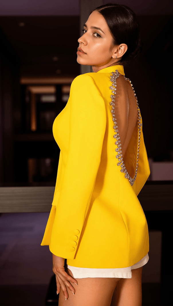AIIZIE FOTOULA BACKLESS RHINESTONE CUT OUT BLAZER - product image