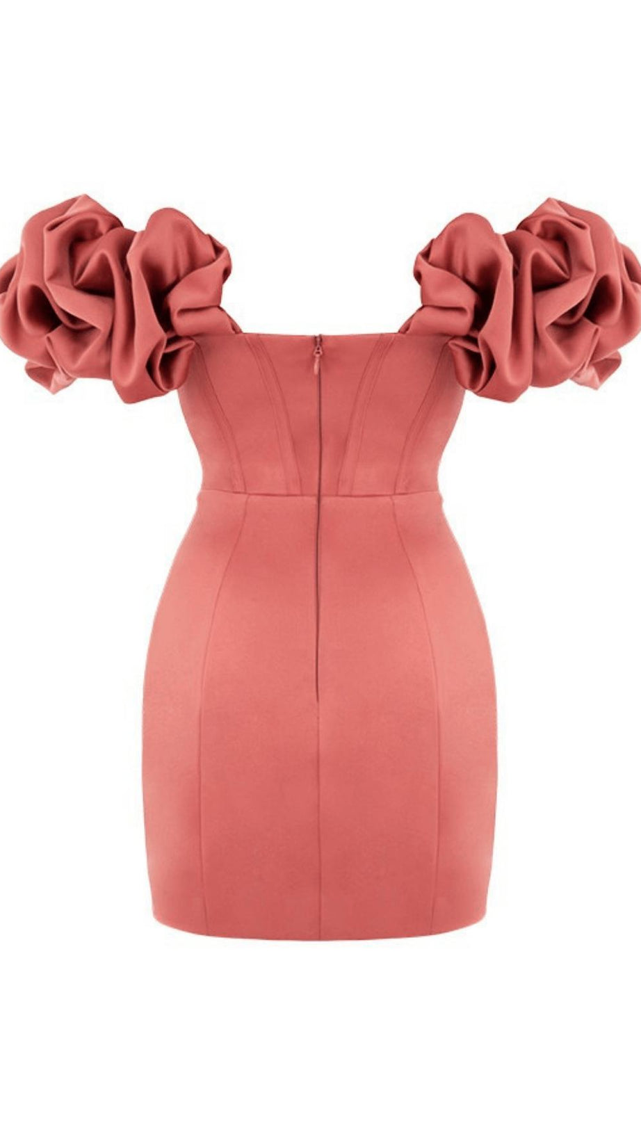 SATIN RUFFLE STRAPLESS MINI DRESS IN ROSE PINK