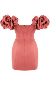 SATIN RUFFLE STRAPLESS MINI DRESS IN ROSE PINK