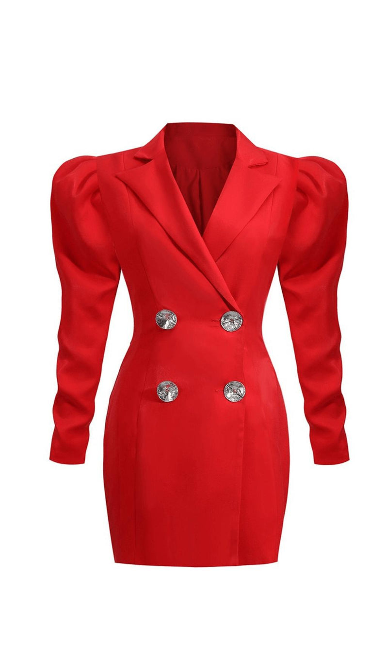 RED SHIRT BUTTON DRESS