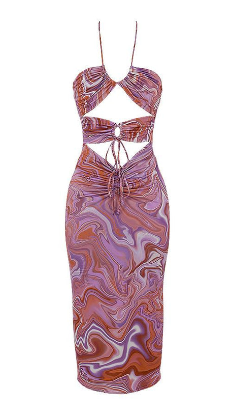 LILA MIDIKLEID MIT STRICK-AUSSCHNITT 