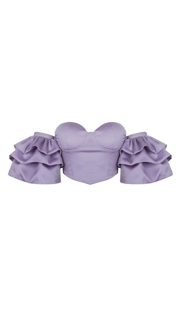 AIIZIE PURPLE STEAPLESS RUFFLED TOP - product image