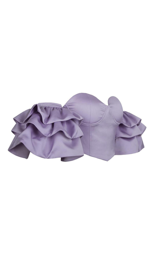 AIIZIE PURPLE STEAPLESS RUFFLED TOP - product image