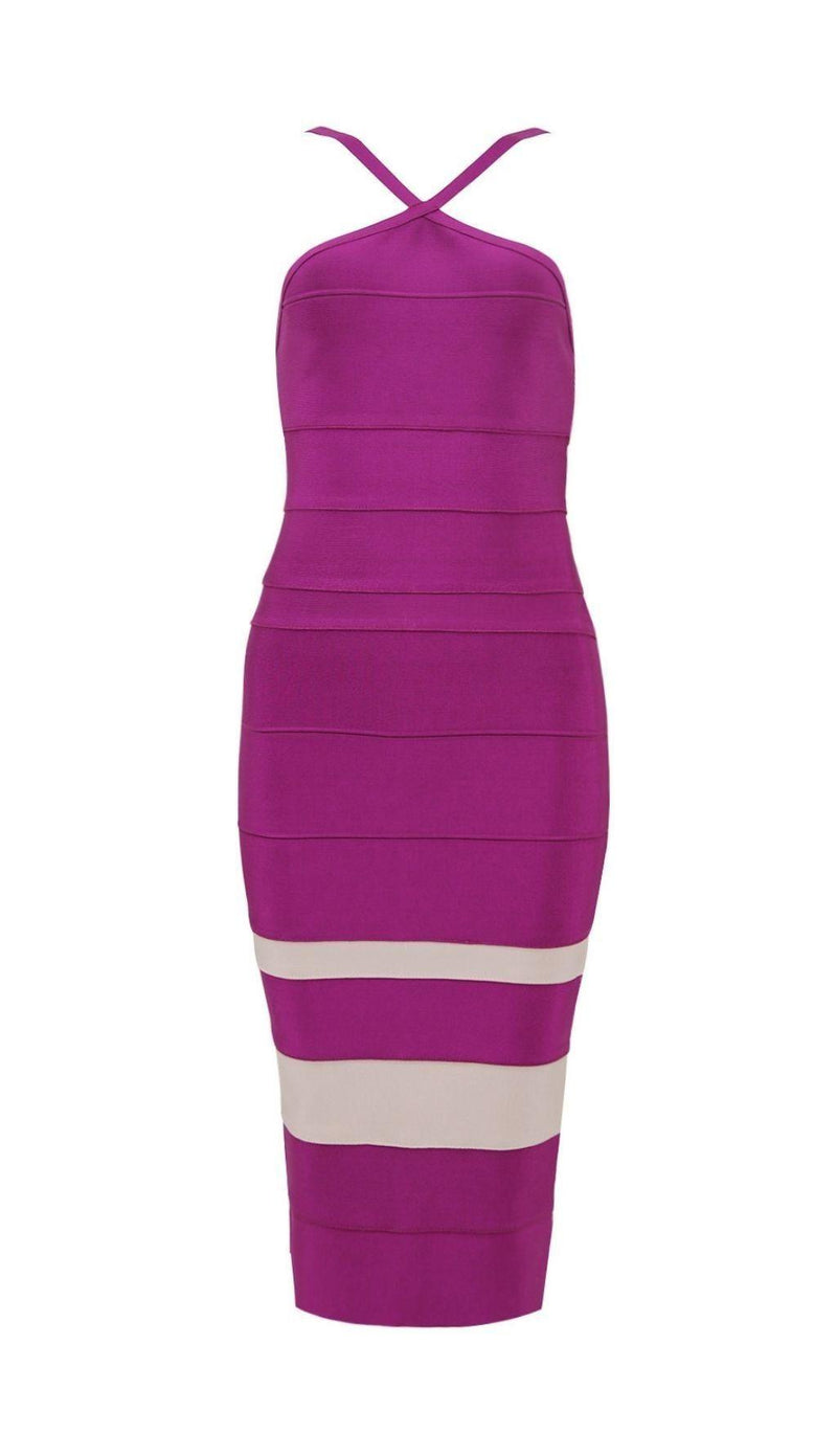 PURPLE PATCHWORK BANDAGE DRESS