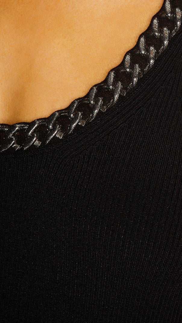 ABITO MIDI ASIMMETRICO CON BENDAGGI IN NERO