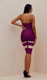 PURPLE PATCHWORK BANDAGE DRESS