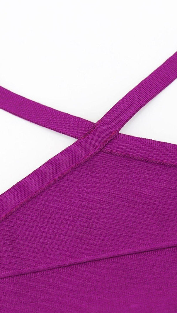 AIIZIE PURPLE PATCHWORK BANDAGE DRESS - product image