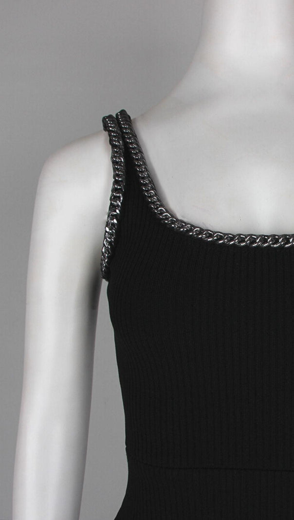 ABITO MIDI ASIMMETRICO CON BENDAGGI IN NERO
