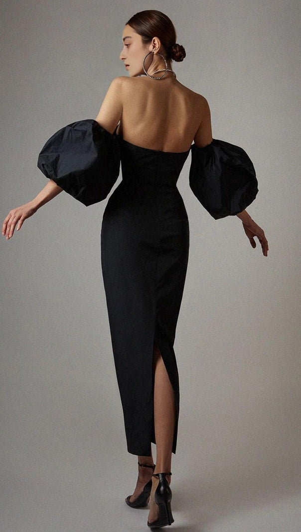 AIIZIE PUFF SLEEVE DRESS IN BLACK - product image