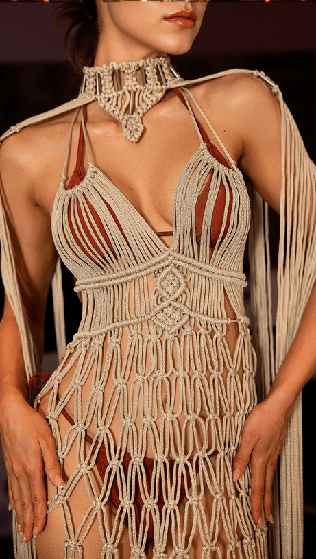 KALLIADI BOHEMIAN FRINGE 2 PIECE COVER UP DRESS