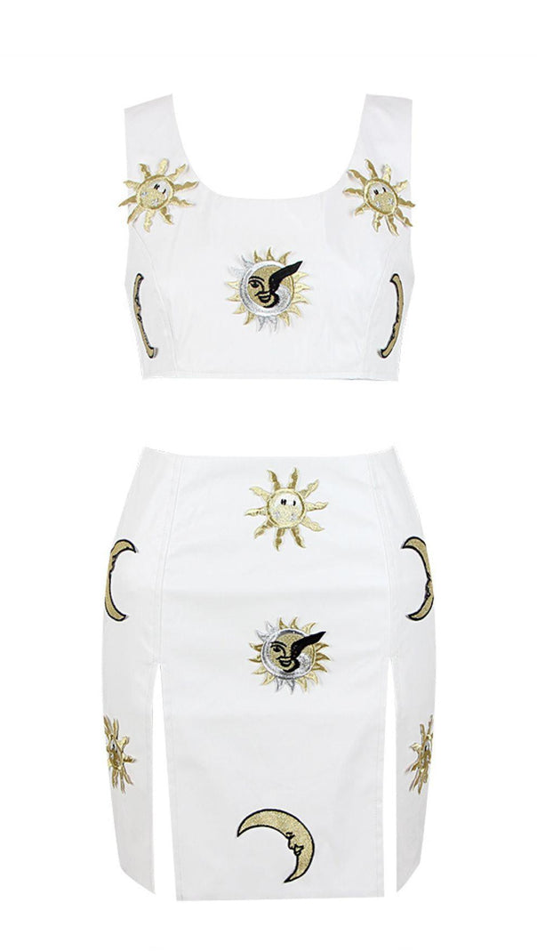 AIIZIE CRYSTAL LEATHER TWO PIECE SET IN WHITE - product image
