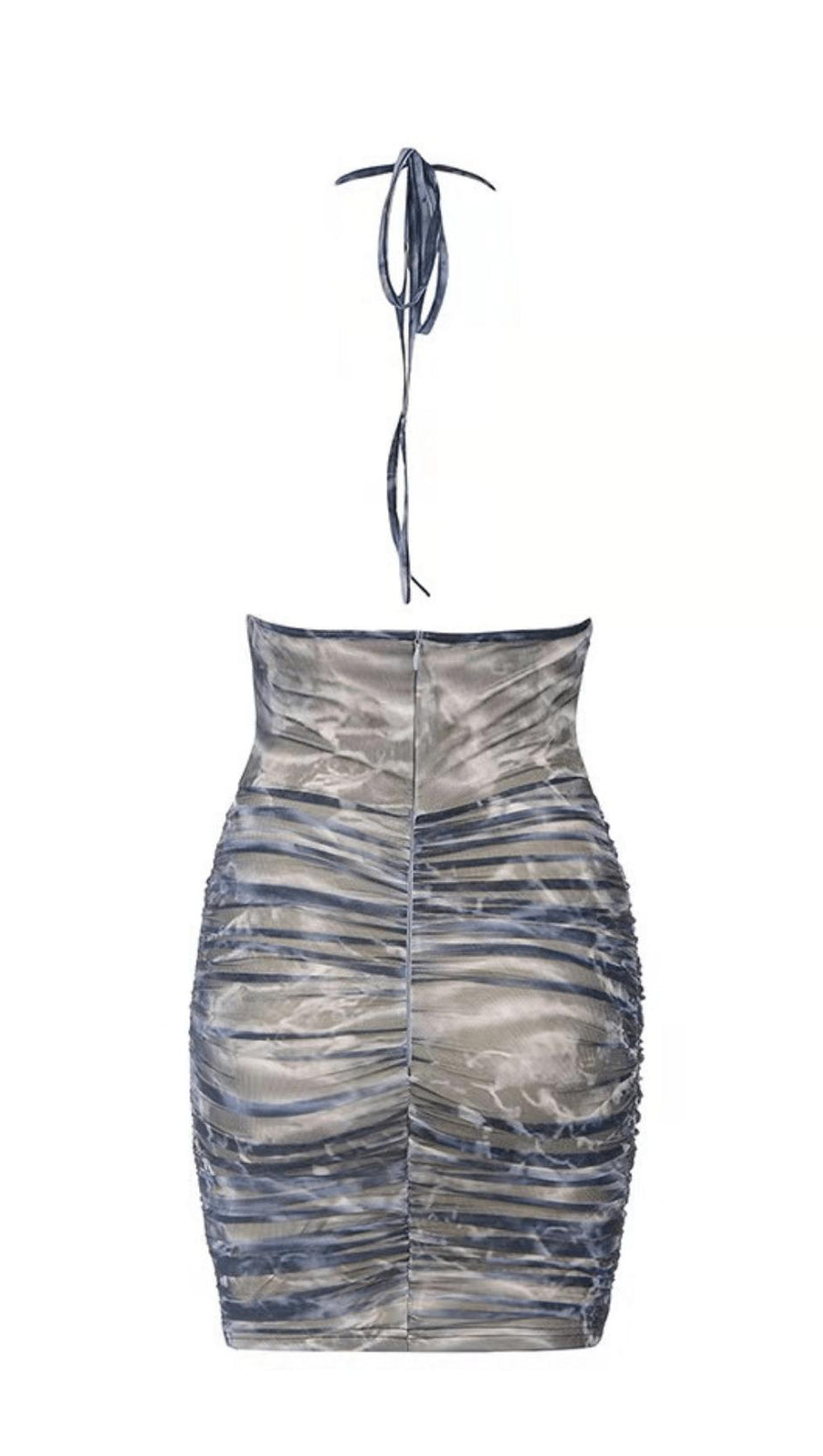 PRINTED METAL BUCKLE STRAP DRESS.