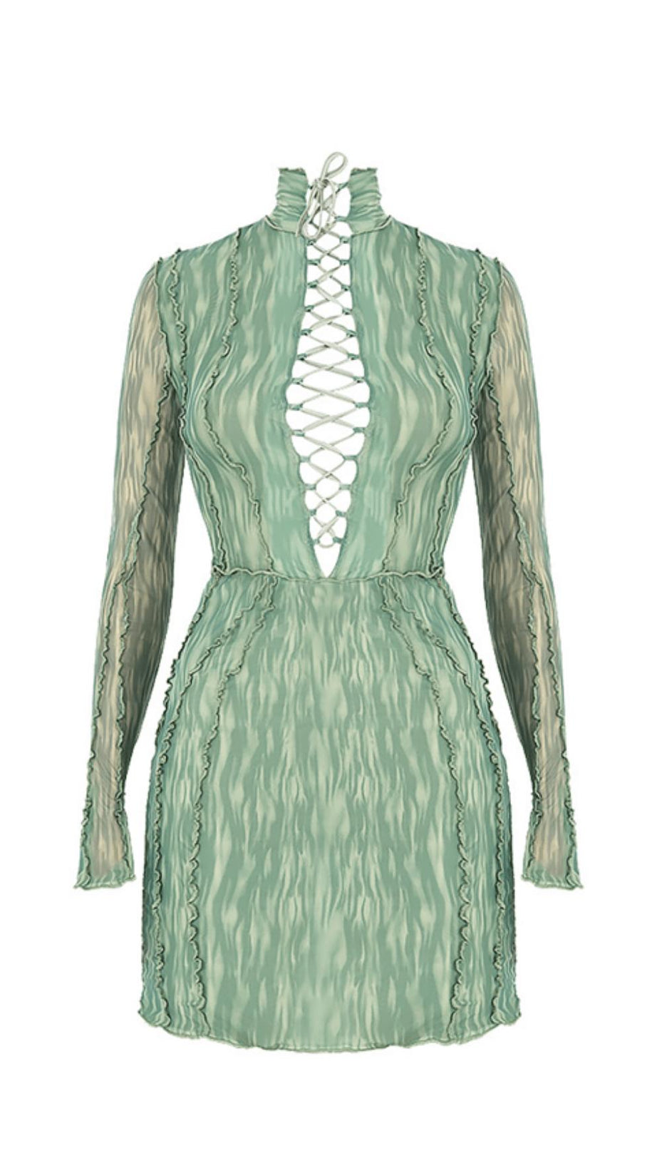 MINI ABITO CON LACCI IN RETE STAMPATA