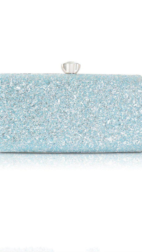 POWDER BLUE GLITTER BAG WITH CHAIN STRAP