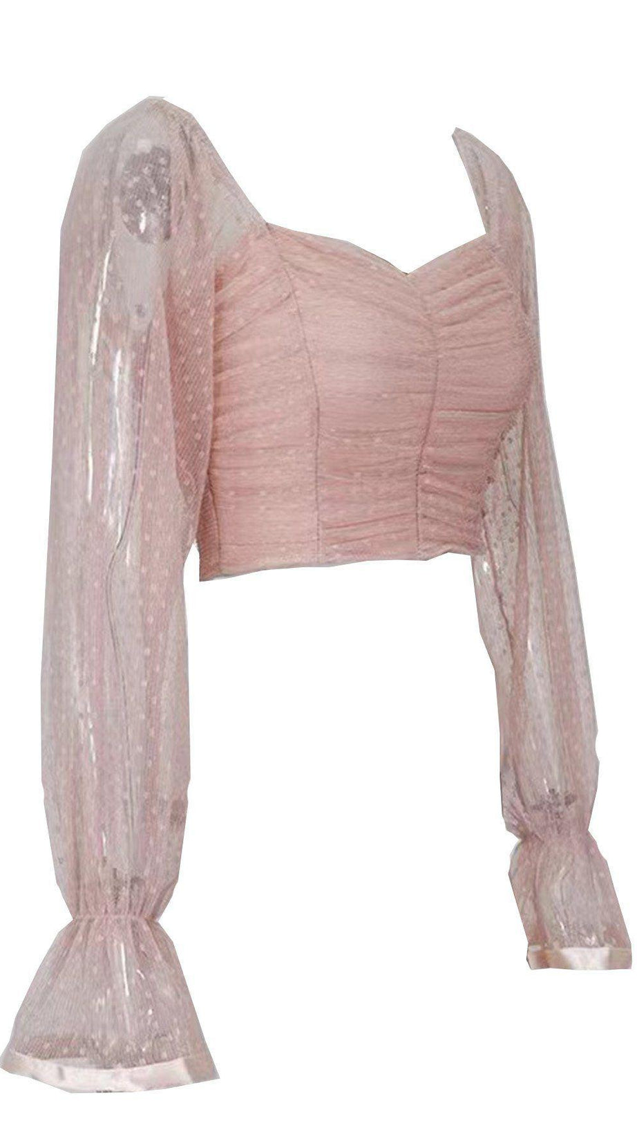 TOP CORTO CON SENO AVVOLGENTE A POIS ROSA