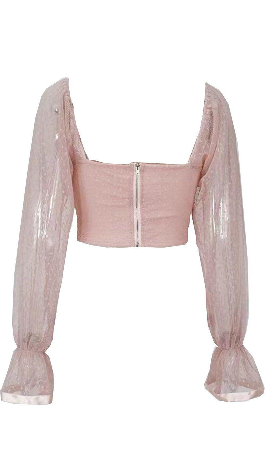 TOP CORTO CON SENO AVVOLGENTE A POIS ROSA