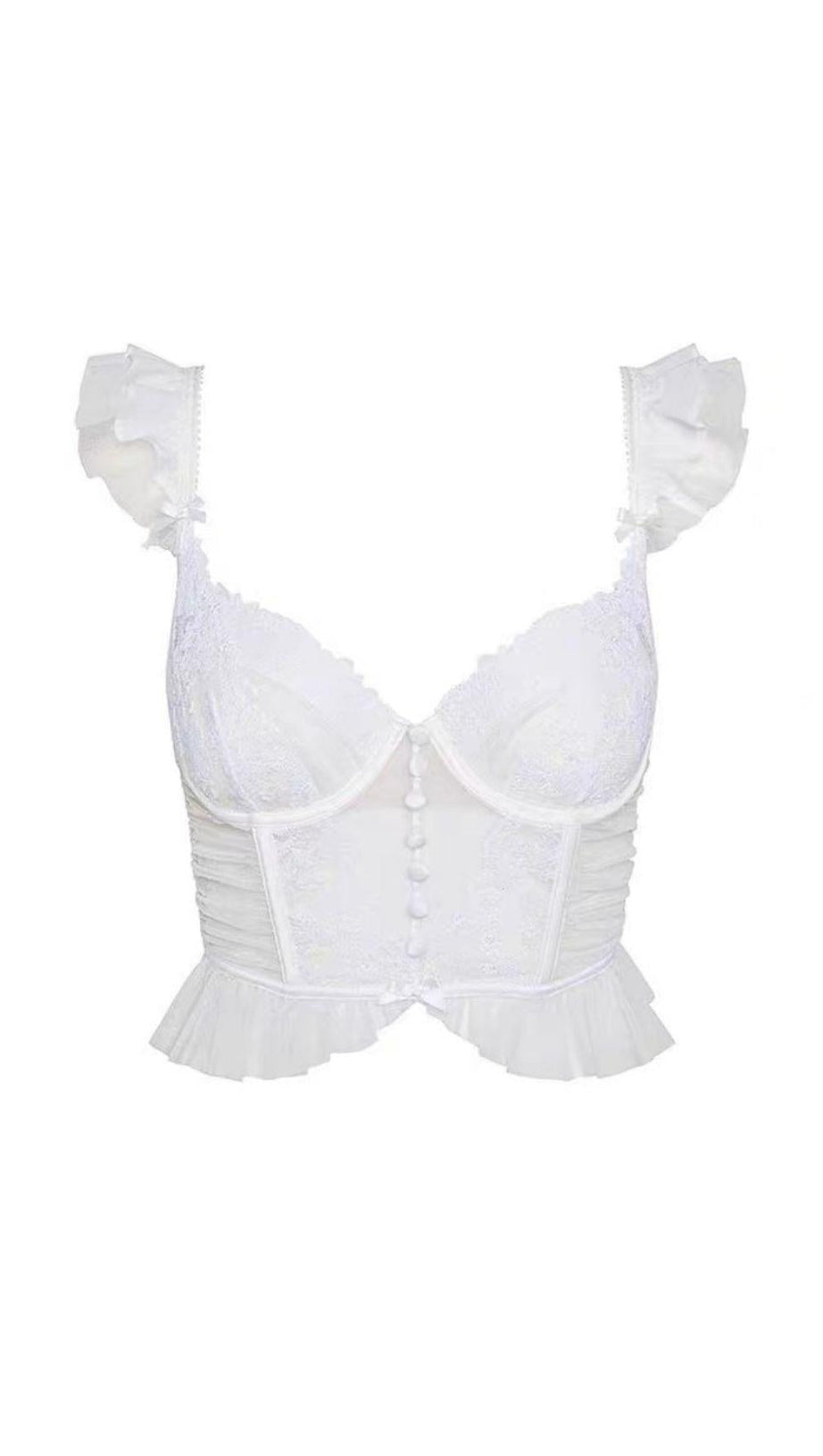 TOP IN PIZZO A RETE A POIS A SPINA DI PESCE