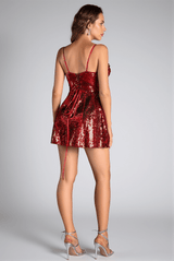 Maureen Red Sequin Flower Mini Dress